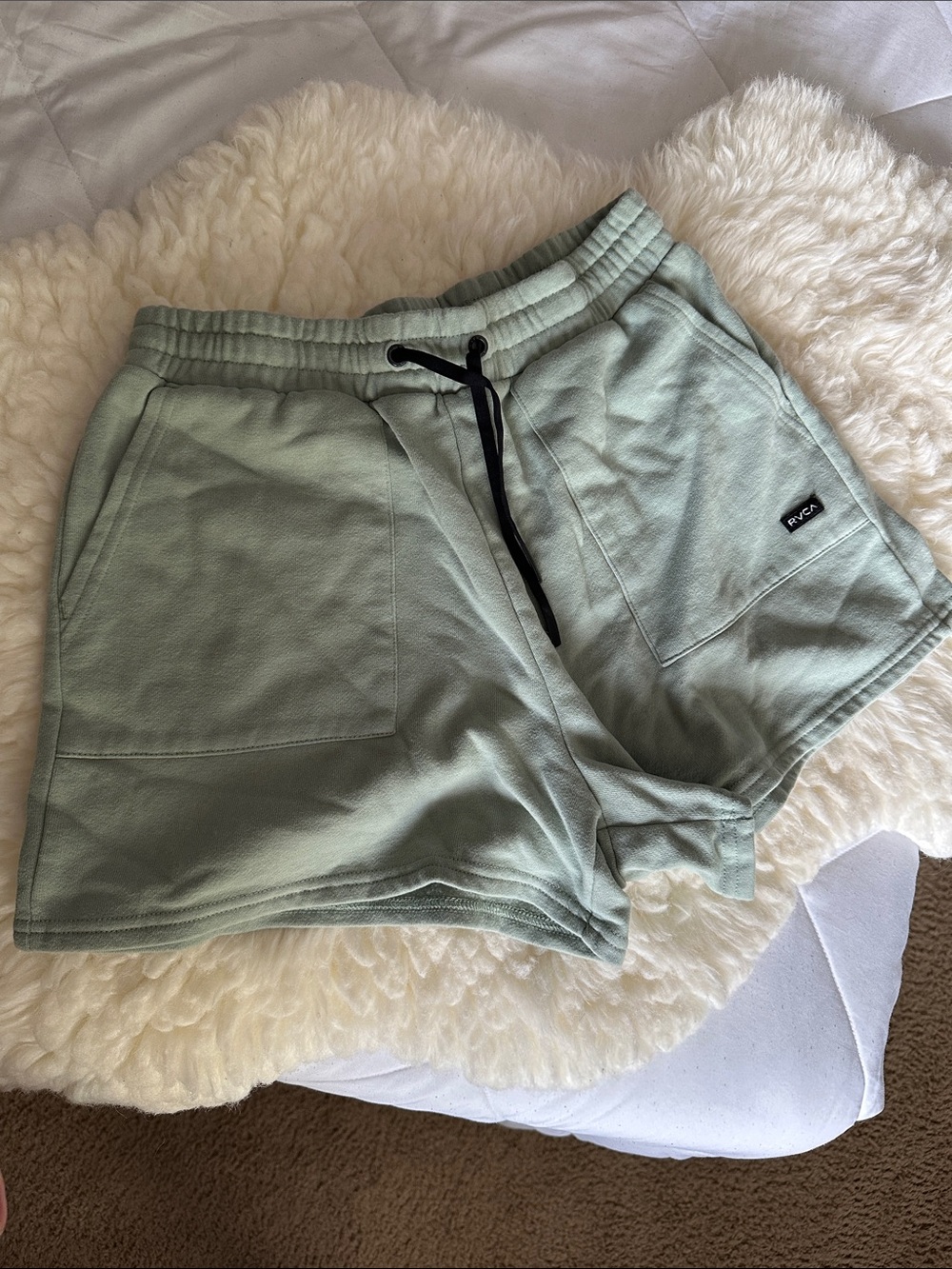 RVCA Sage Green Elastic Waist Athletic Shorts